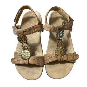 Vionic Cork Sandals with Gold Embellishments size 7